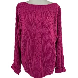 New Callahan Cable Knit Accent Boat Neck Sweater Orchid Size Small